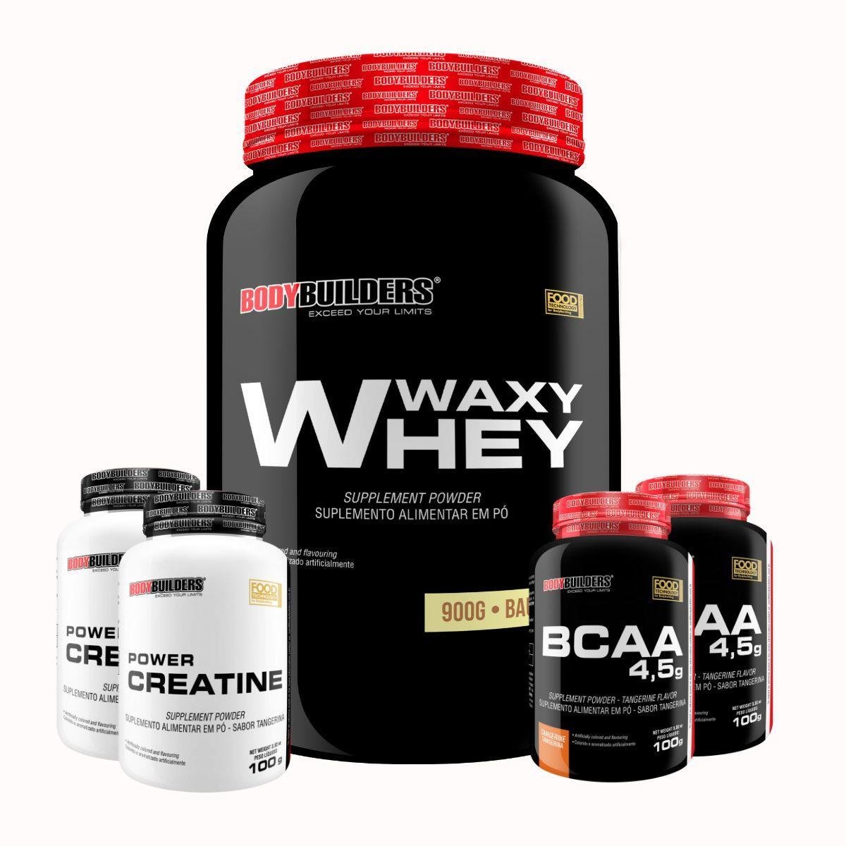 Kit Whey Protein Waxy Whey 900g + 2x BCAA 100g + 2x Creatina 100g - BB