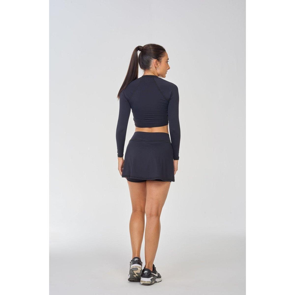 Camiseta Cropped Manga Longa Fitness Poliamida Ace