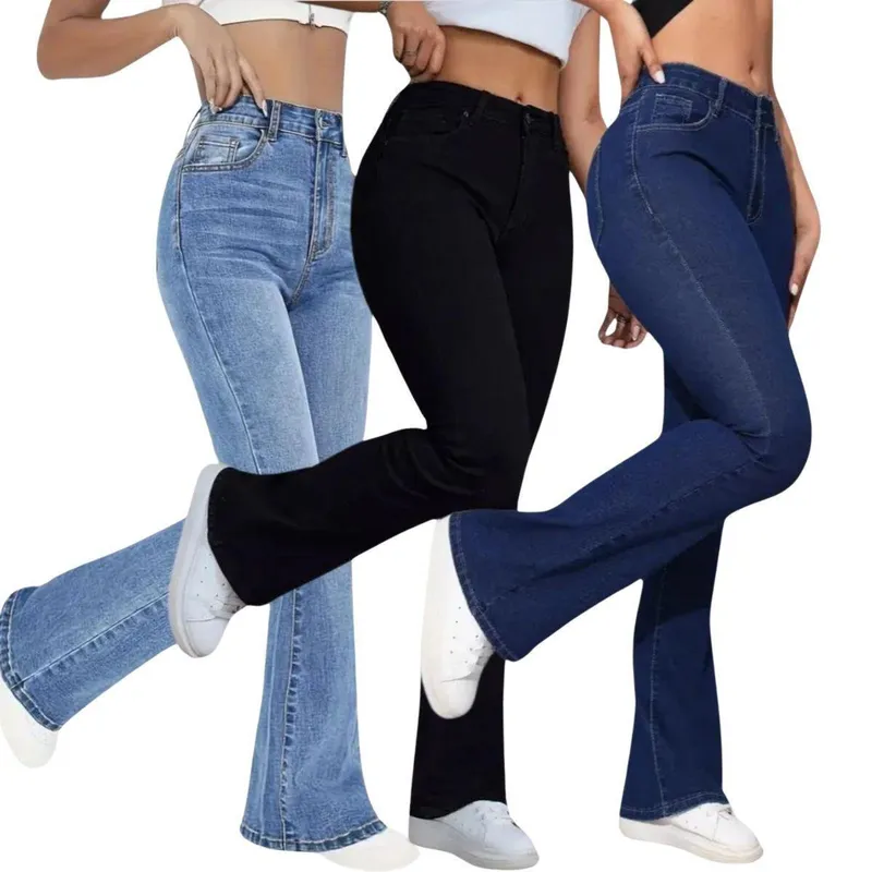 Kit 3 Calças Skinny Flare Tex Jeans Elegante e Casual Feminina