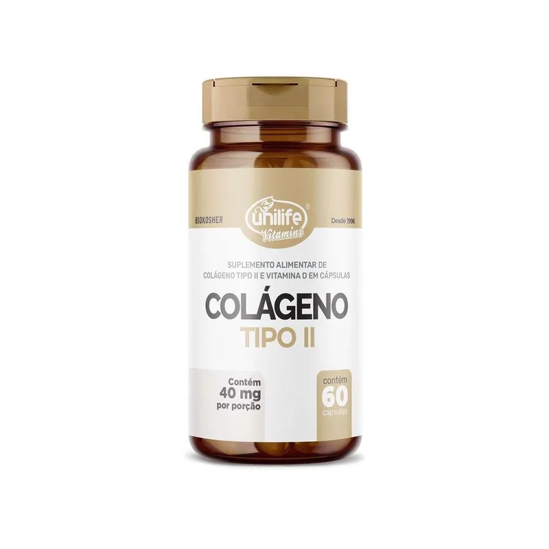Colágeno Tipo II com Vitamina D 60 cápsulas Unilife