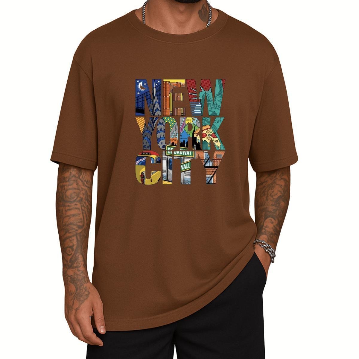 Camiseta Oversized NYC Gola Alta Streetwear Algodão Academia