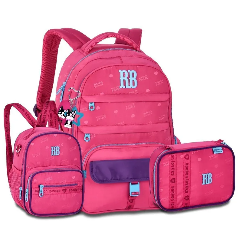 Kit Mochila com Lancheira 2 em 1 e Estojo Box Rebecca Bonbon