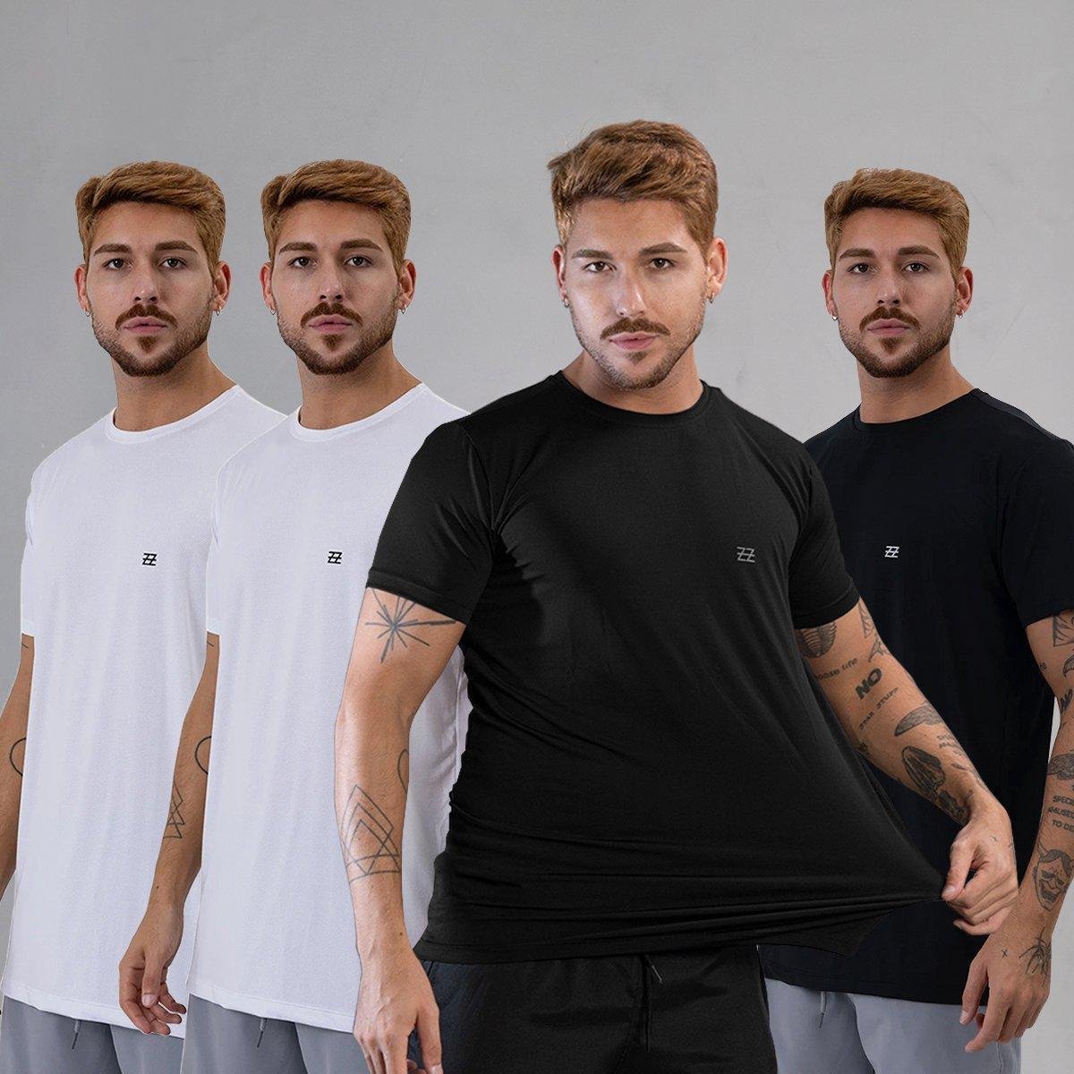 Kit 4 Camisetas Masculina Academia Poliamida Manga Curta Treino Camisa Malhar Dia A Dia Premium