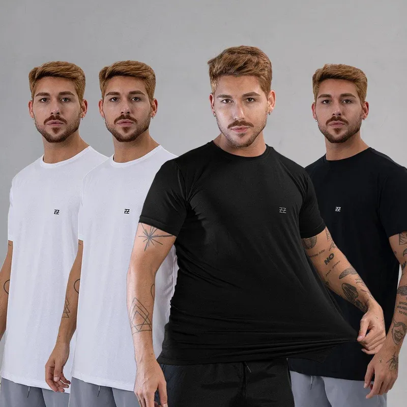 Kit 4 Camisetas Masculina Academia Poliamida Manga Curta Treino Camisa Malhar Dia A Dia Premium