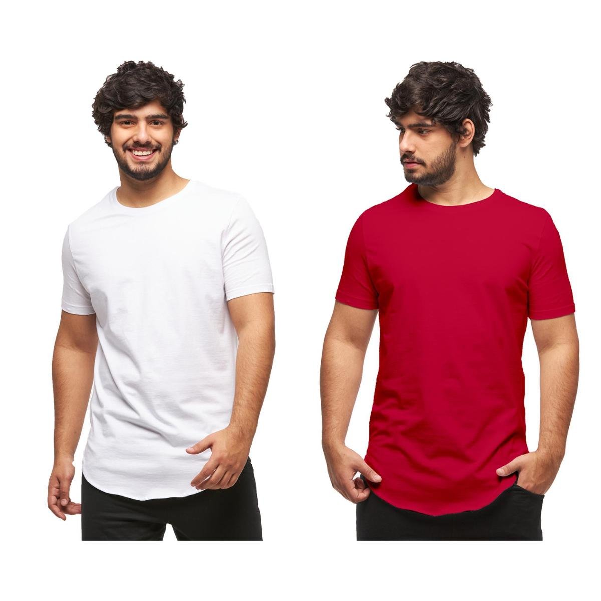 Kit 02 Camisetas Longline Manga Curta Oversized
