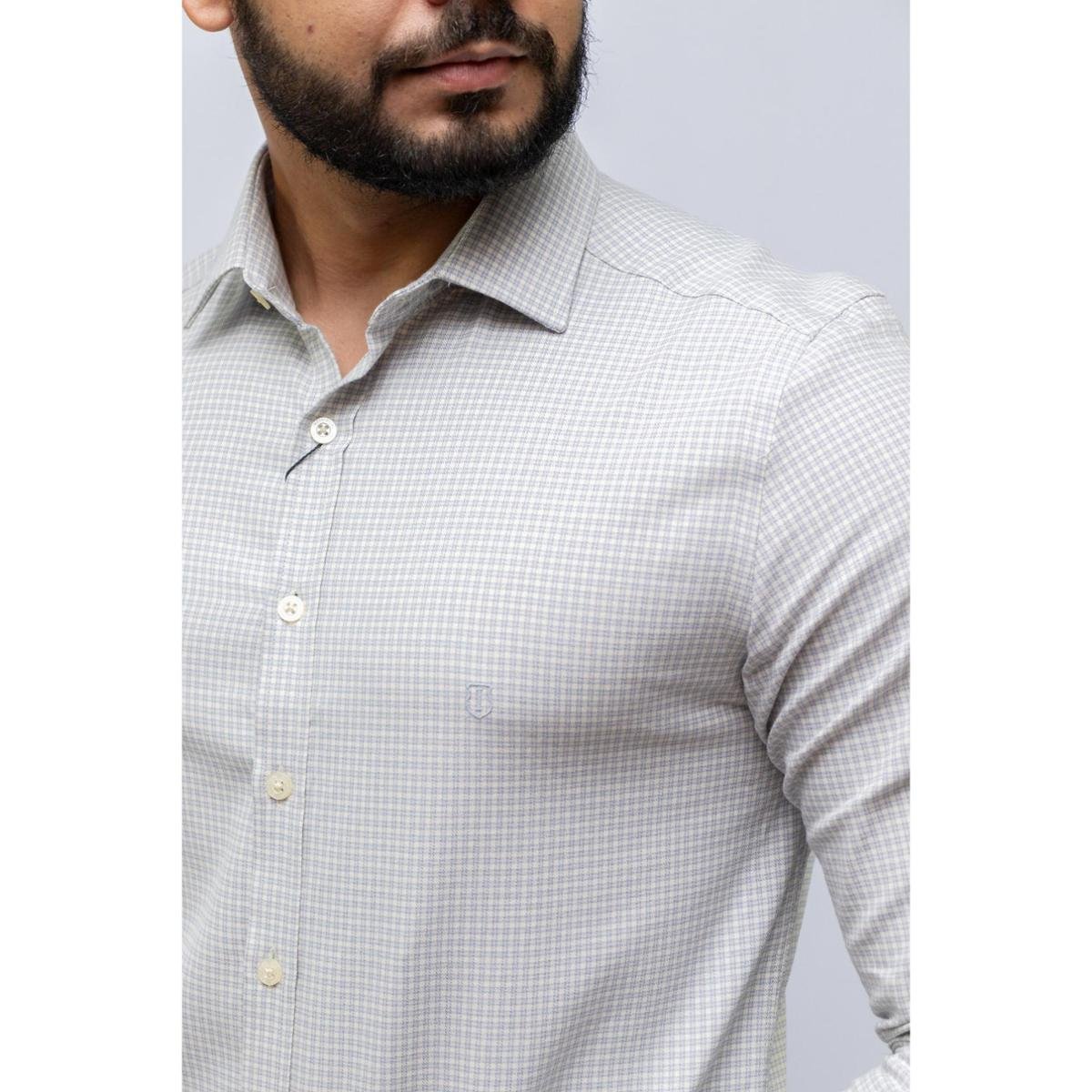 Camisa Individual Xadrez Masculina Manga Longa Claro Tamanho:G;Cor:;Gênero:Masculino