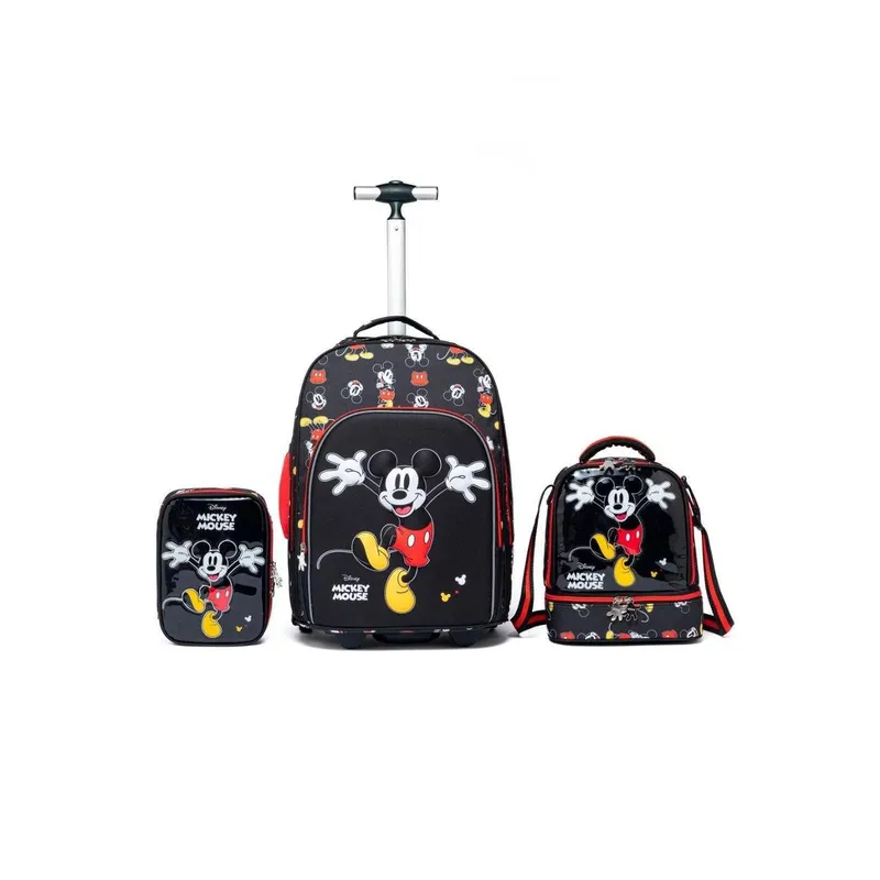 Kit Mochila Rodinha Lancheira Estojo Mickey Escolar Disney