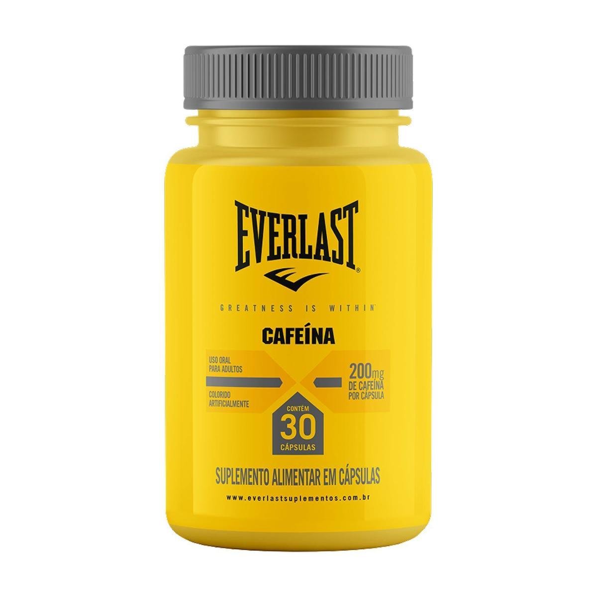 Cafeína 200mg em Cápsulas 30 Unidades Everlast Suplementos