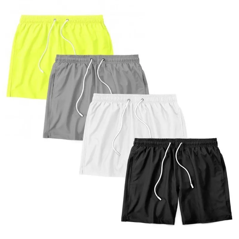 Kit 4 Shorts Bermuda Masculino Tactel Liso Praia Academia