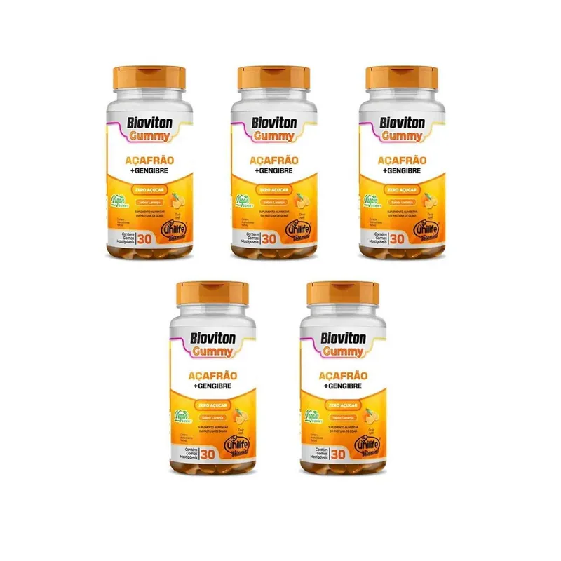Kit 5 Gummy Açafrão + Gengibre 5x30 Gomas - Unilife