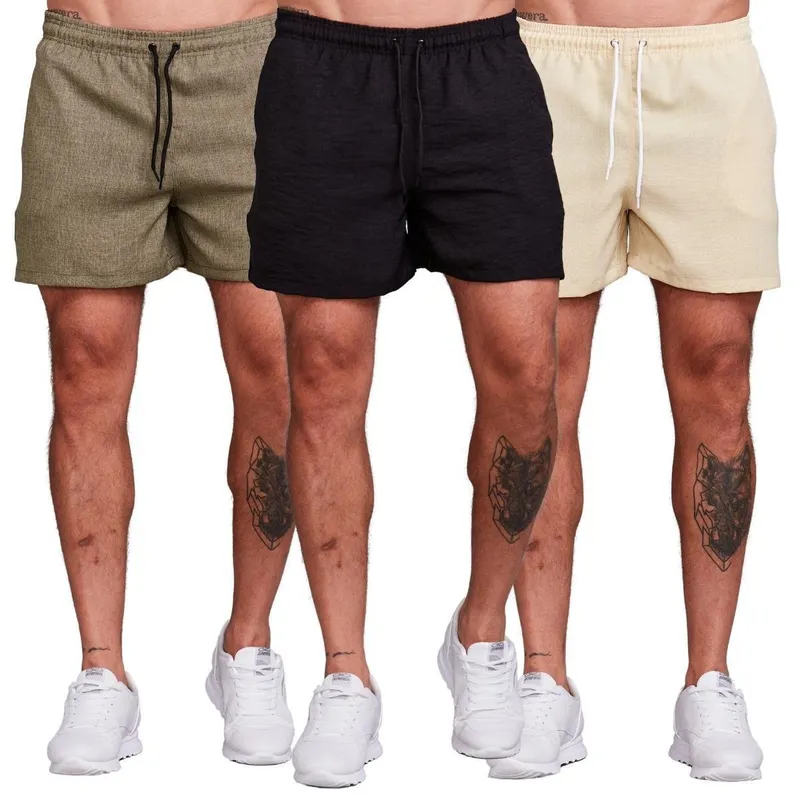 Kit 3 Bermudas Linho Masculina Curta