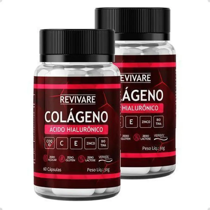 Kit Revivare 2x Colageno Verisol Acido Hialuronico 60caps
