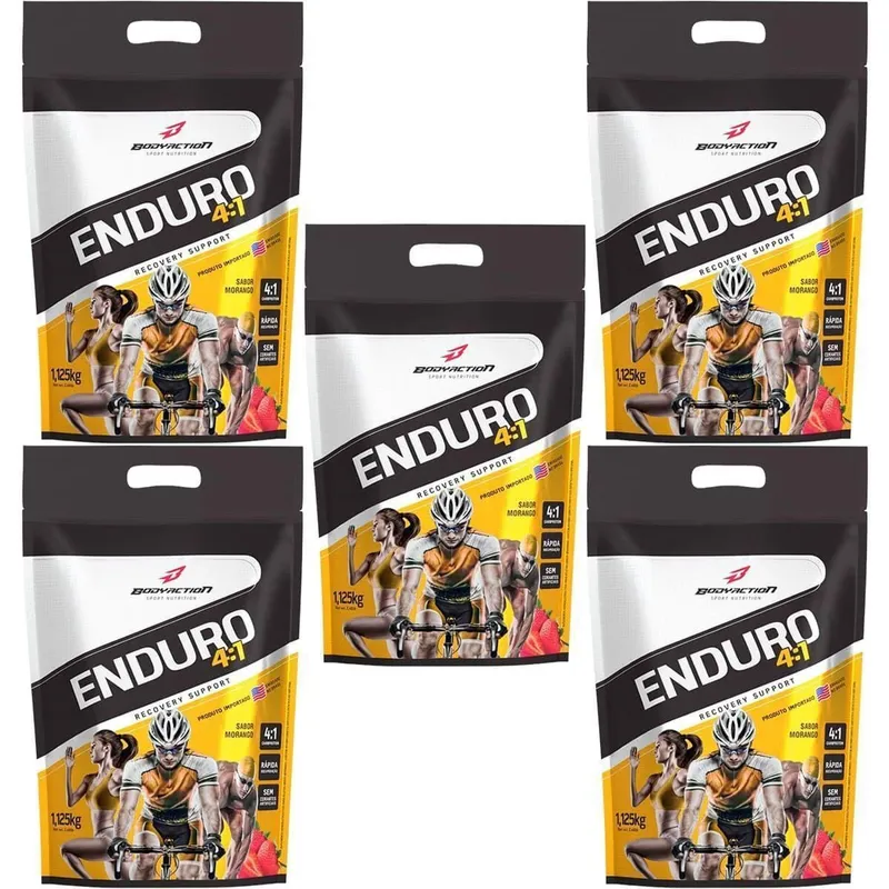 Kit 5X Enduro 4:1 - 1125g Morango Refil - BodyAction