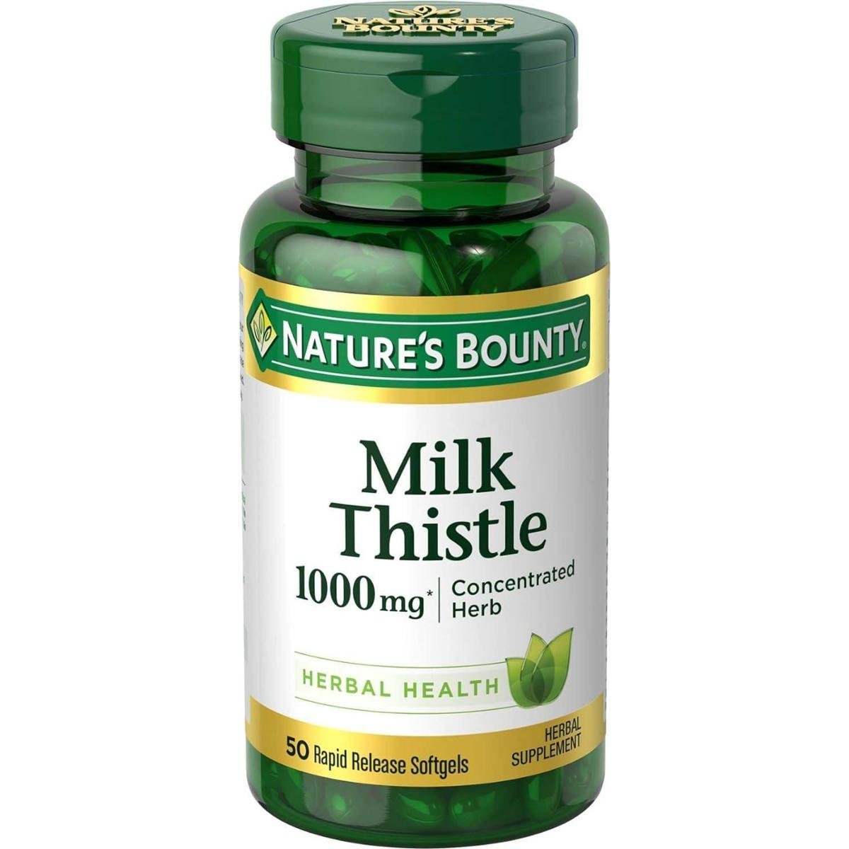 Suplemento Nature's Bounty Milk Thistle 1000 mg 50 cápsulas gelatinosas