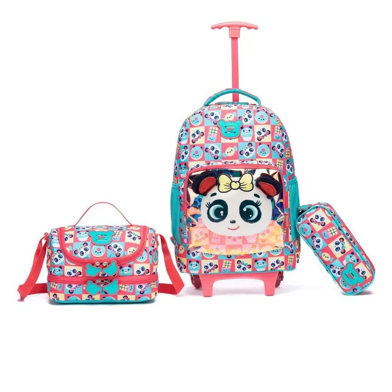 Kit Polo One Mochila Rodinhas Lancheira Estojo Escolar feminino