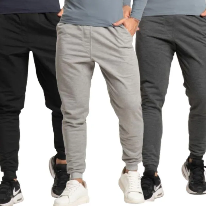 KIT 3 Calça Jogger Moletom Fitness Vekyo Roupa Básico Para Frio Treino Moda Masculina Academia