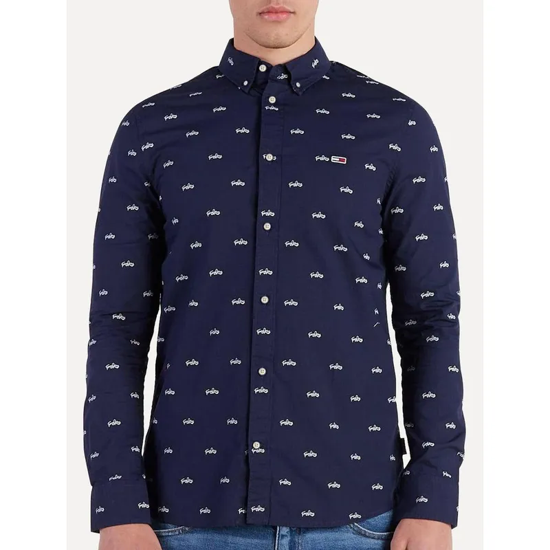 Camisa Tommy Jeans Regular College Pop Dobby Masculina