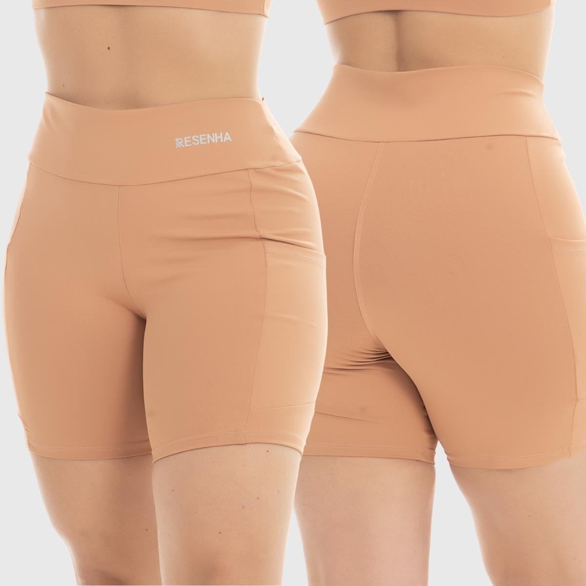 Short Fitness Poliamida Cós Alto Resenha Sport Conforto Academia Feminino Casual