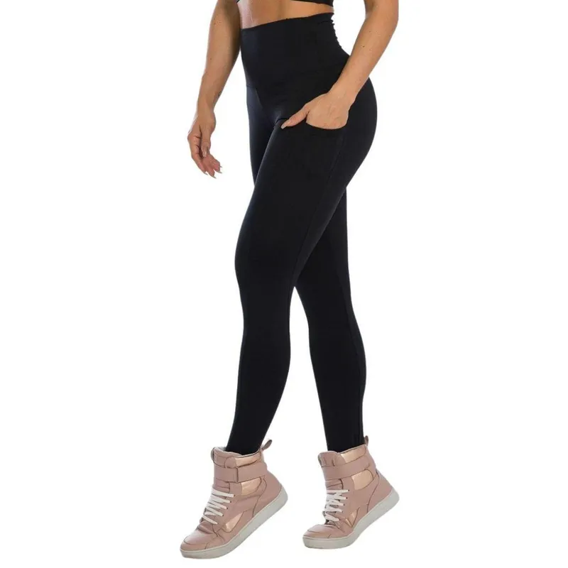 Calça Legging Fitness Para Academia Com Bolsos Laterais em Poliamida