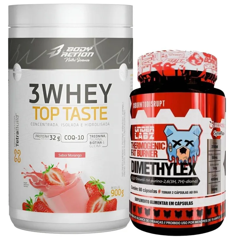 Kit Termogênico Dimethylex + Whey Protein 3W Body Action
