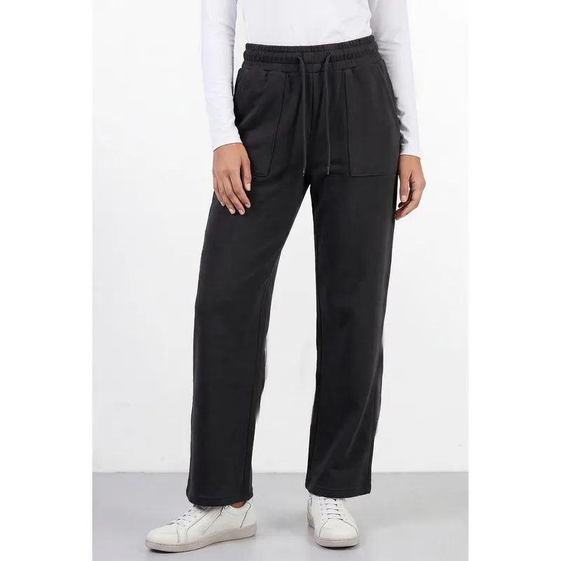Calça moletom feminina reta com bolsos 61373