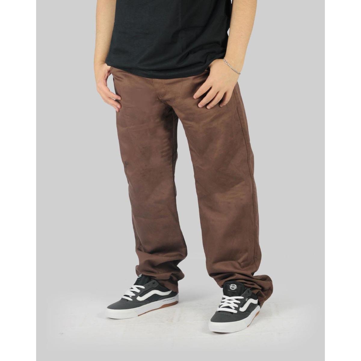 Calça DR7 Street Sarja Reta Logo Letter - Marrom