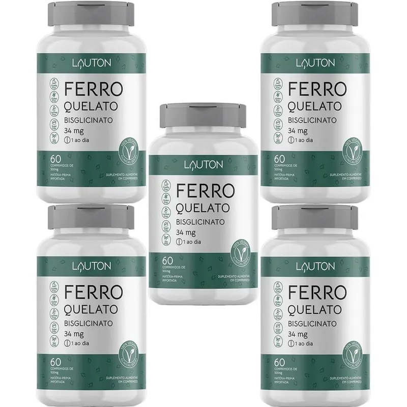 Kit 5X Bisglicinato - 60 Comprimidos - Lauton Nutrition