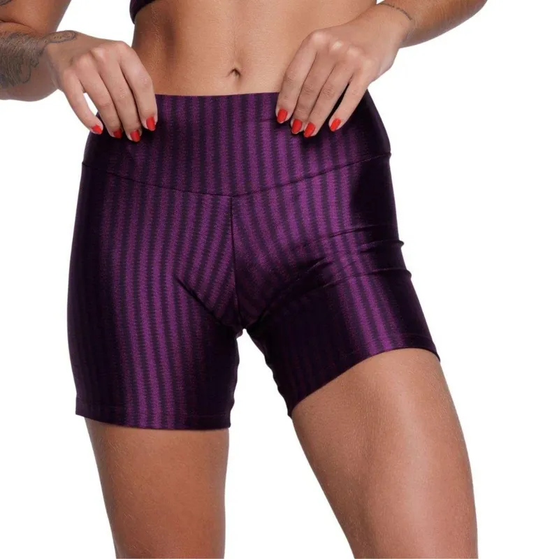 Short Fitness Ikat New Zig 3D Serra e Mar Modas Poliamida Cós Alto Academia Treino Moda Feminina