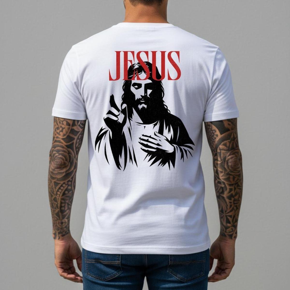 Camiseta Básica Masculina Algodão 30.1 Penteado Estampa Frente Costas Customizada Vintage Retrô