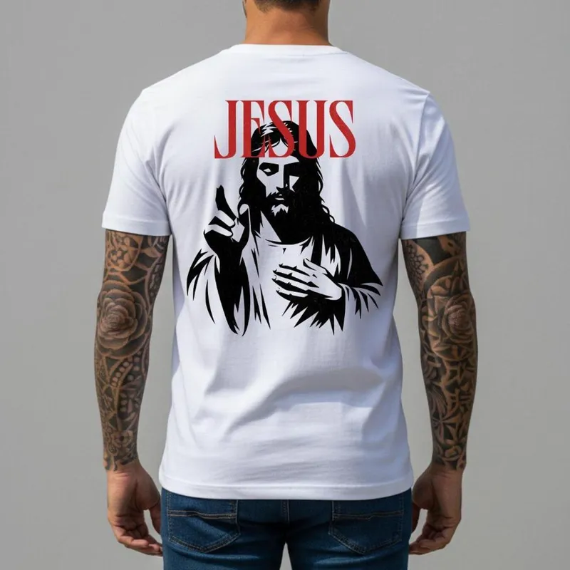 Camiseta Básica Masculina Algodão 30.1 Penteado Estampa Frente Costas Customizada Vintage Retrô