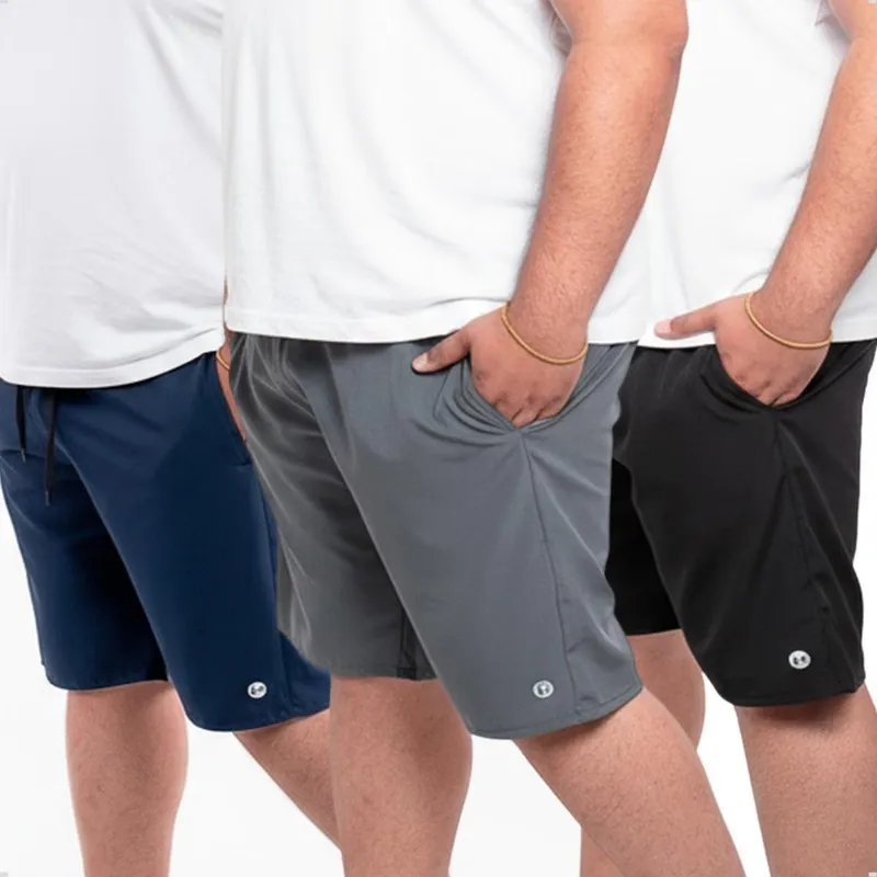 Kit 3 Short Bermuda Masculina Plus Size Tactel Com Elastano Treino Academia