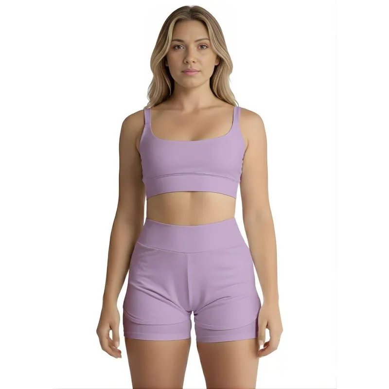 Conjunto de Short Duplo Fitness Academia Treino Feminino