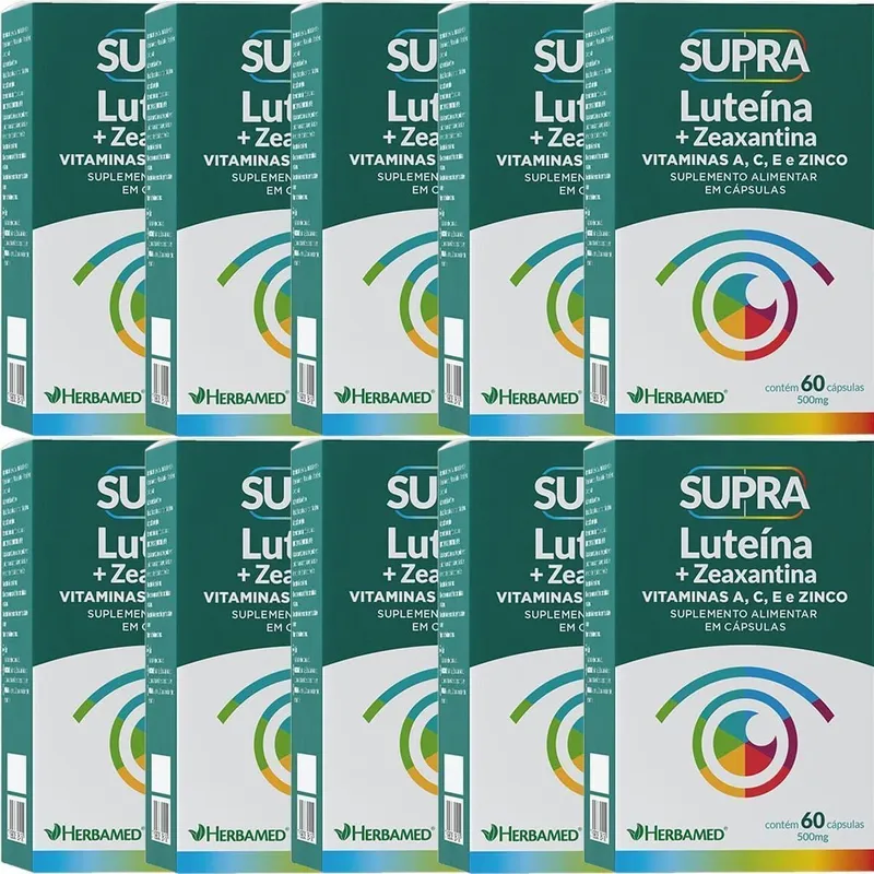 Kit 10X Supra Luteina + Zeaxantina - 500mg 60 Cápsulas - Herbamed
