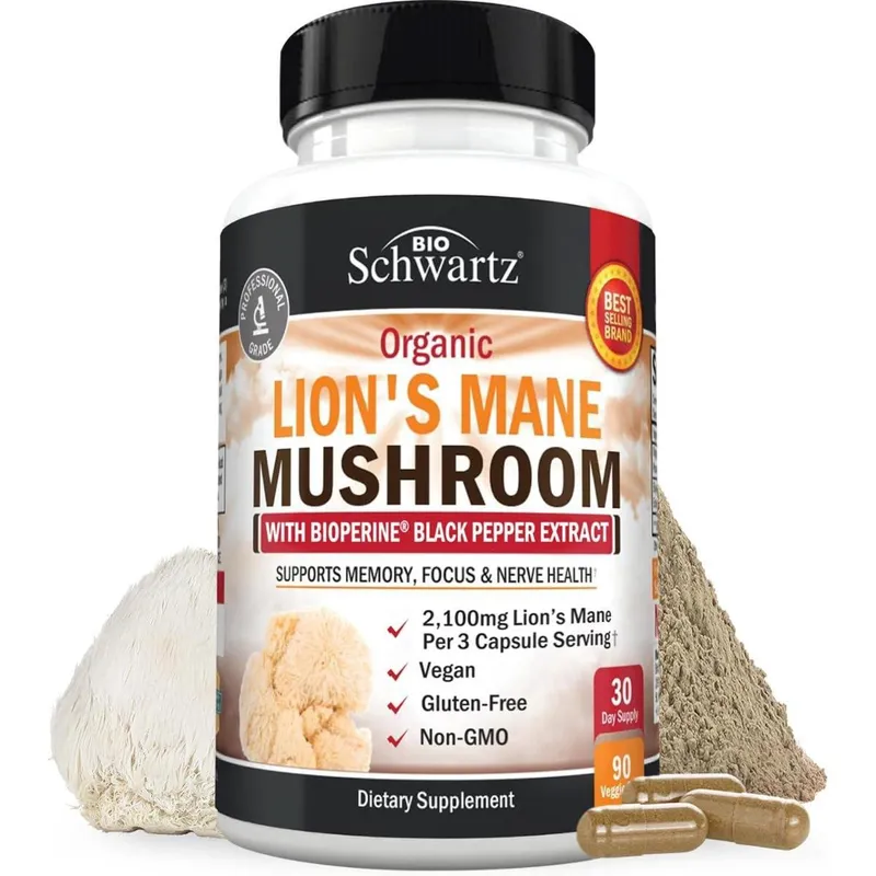Suplemento Bioschwartz Organic Lions Mane 2100 Mg 90 Cápsulas