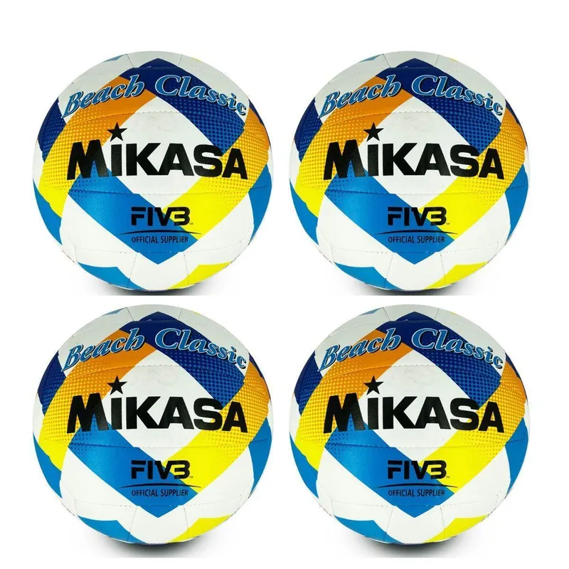 Kit 04 Bola de Vôlei de Praia Mikasa BV543-Y Aprovada FIVB Costurada
