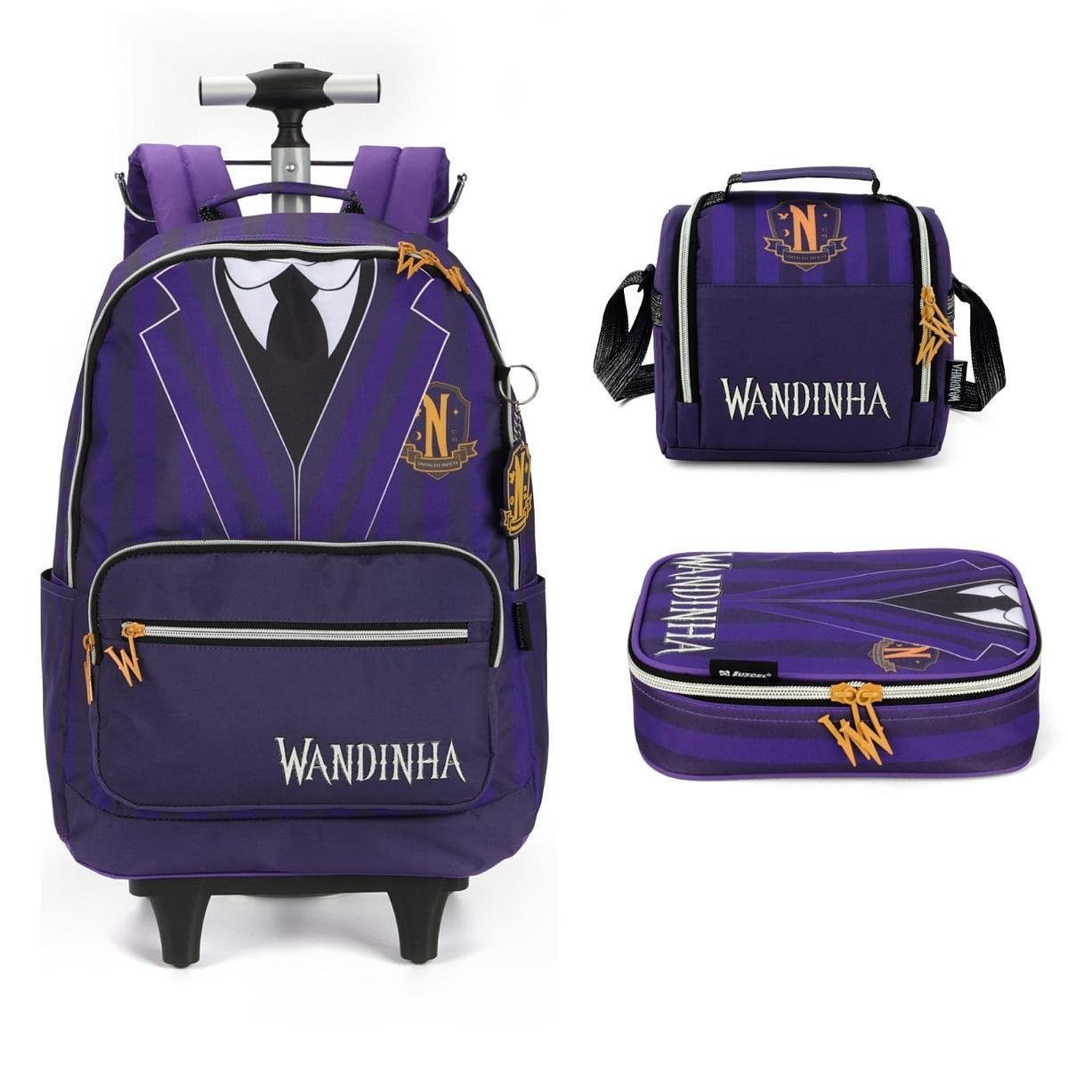 Kit Mochila de Rodinha Wandinha Maxlog 47264