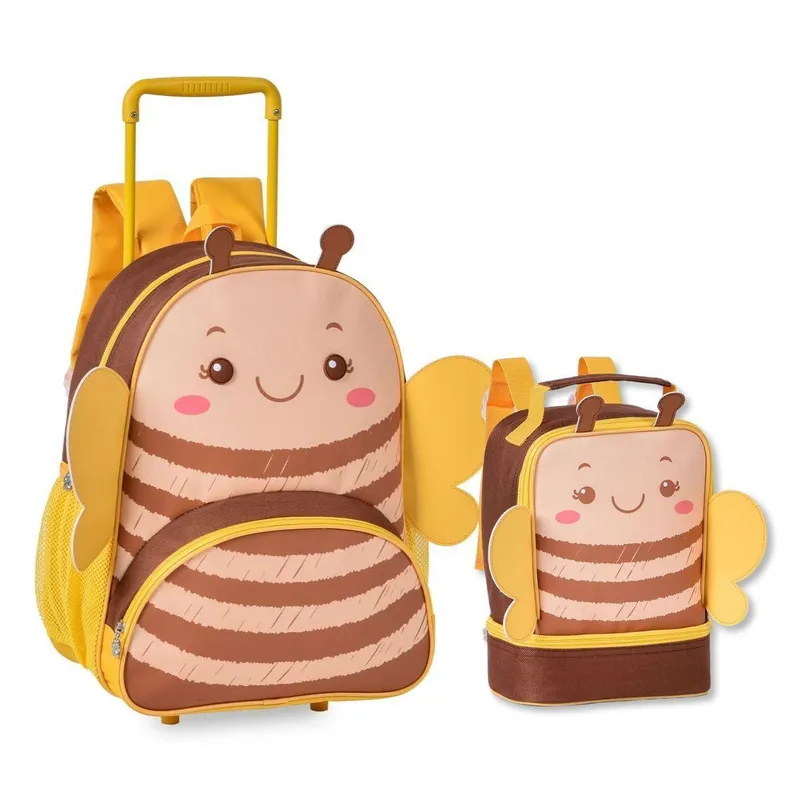 Mochila Rodinhas com Lancheira Escolar Infantil Meninas