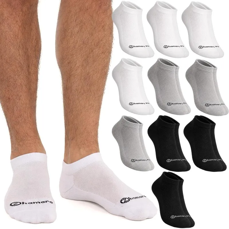 Kit 10 Pares Meias Zhamaro Cano Curto Soquete Baixo Algodão Atoalhada Masculina Feminina Confortável