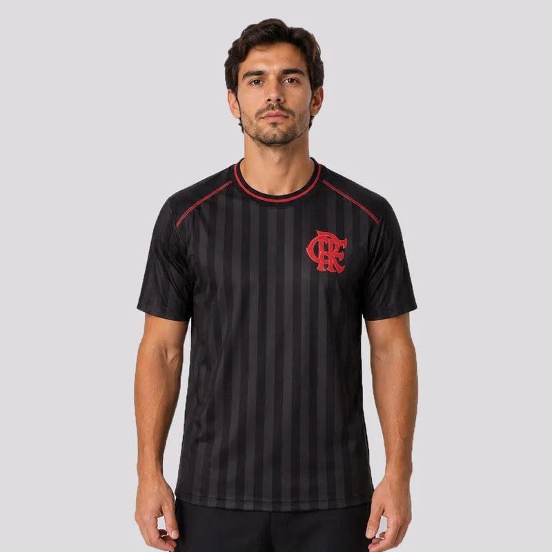 Camisa Flamengo Listrada Preta e Cinza