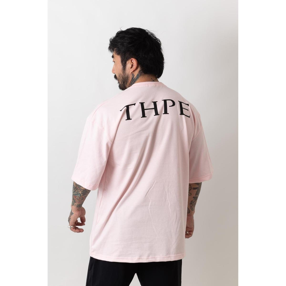 Camiseta Oversized Gola Alta Classic Rosa Bebe