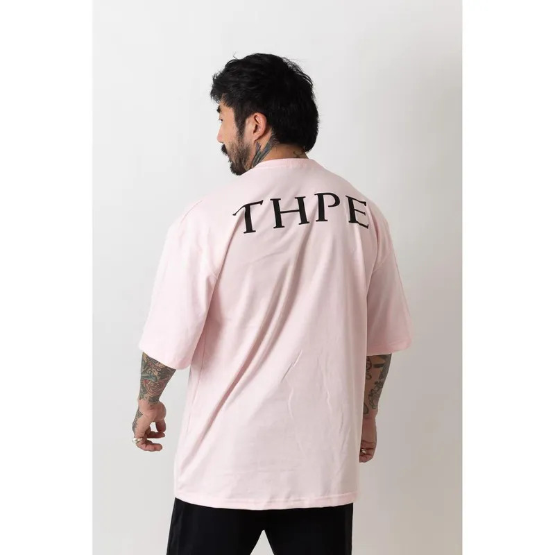 Camiseta Oversized Gola Alta Classic Rosa Bebe