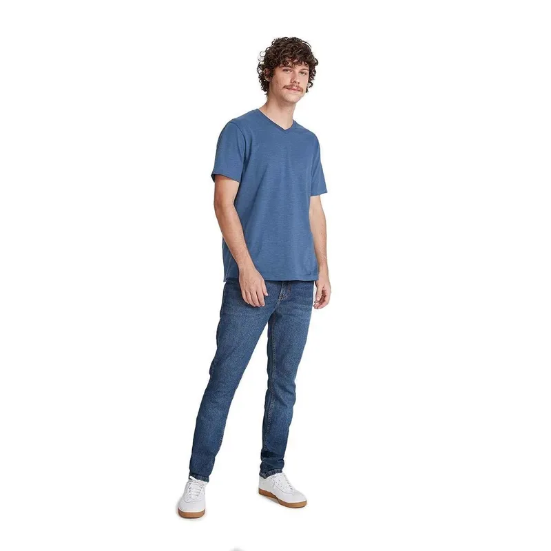 Camiseta Básica Flamê Com Decote V Masculina