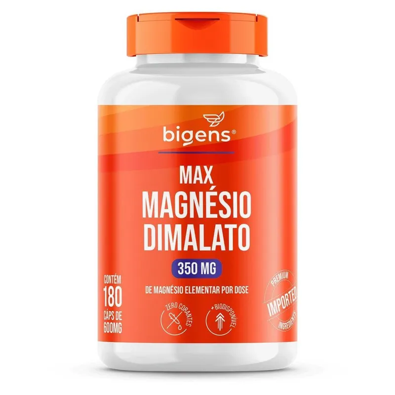 Max Magnésio Dimalato 350mg (Magnésio Elementar) 180 Caps - Bigens