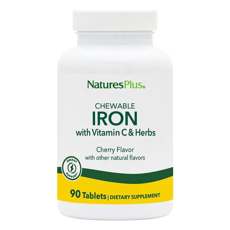 Suplemento NaturesPlus de ferro mastigável 27 mg com vitamina C 90 comprimidos