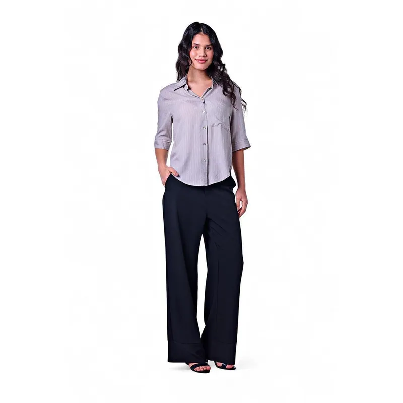 Camisa Feminina Manga Curta Listrada Viscose