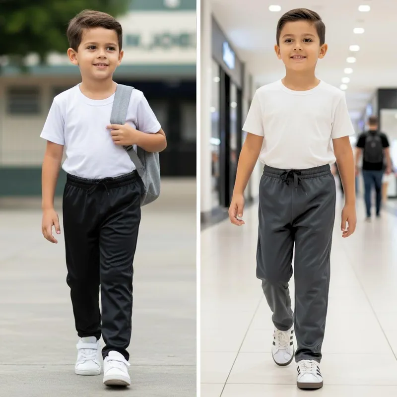 Kit 2 Calça Helanca Flanela Infantil Juvenil Uniforme Escola
