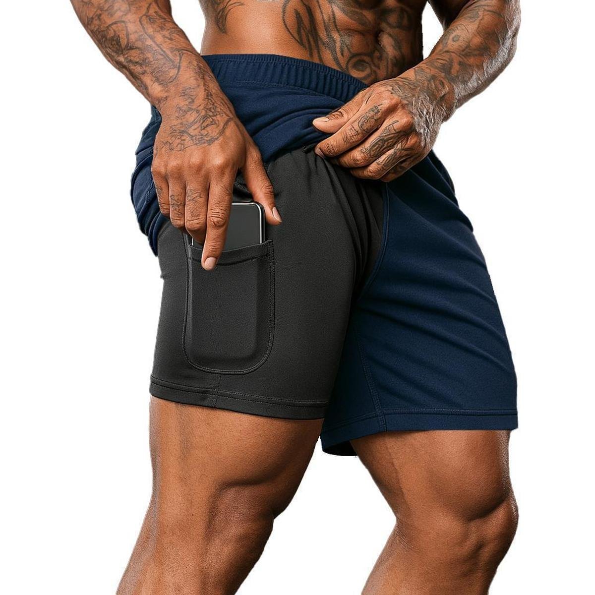 Shorts Sall Sports Academia 2 em 1 Com Bolso Interno Masculino