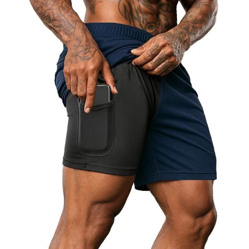 Shorts Sall Sports Academia 2 em 1 Com Bolso Interno Masculino