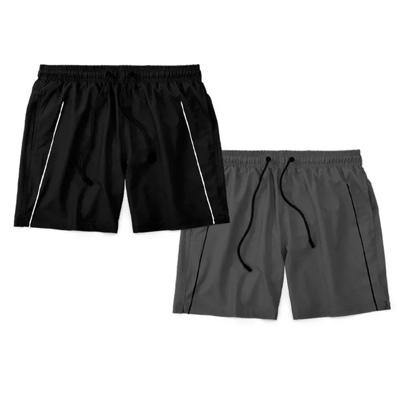 Kit 2 Short Bermuda Tactel Com Listra Masculina Casual Black Bear Shorts