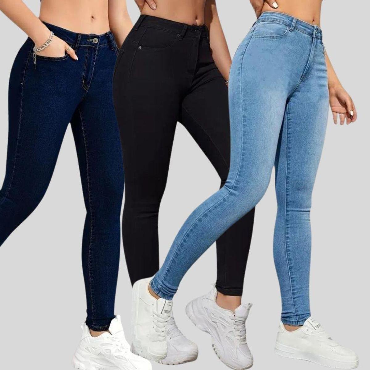 Kit 3 Calças Skinny Tex Jeans Elegante e Casual Feminina